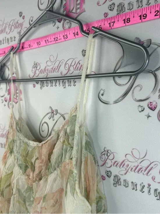 Tank top Italy dual Floral Chiffon Spaghetti Strap Tank Top - Soft Pastel Blooms - Picture 3 of 10